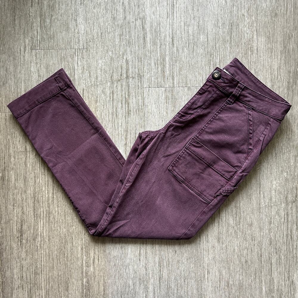 CAbi Dark Purple Mid Rise Straight Leg Utility Cotton Blend Khaki Pants Size 8